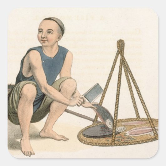 A Fishmonger, プレート39 from '中国のコスチューム スクエアシール (正面)