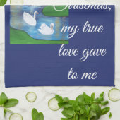 A Flock of Seven Swans-A-Swimming  キッチンタオル (折り畳み)