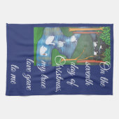 A Flock of Seven Swans-A-Swimming  キッチンタオル (横)