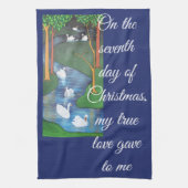 A Flock of Seven Swans-A-Swimming  キッチンタオル (縦)