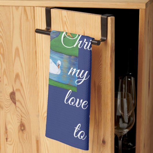 A Flock of Seven Swans-A-Swimming  キッチンタオル (三つ折り)