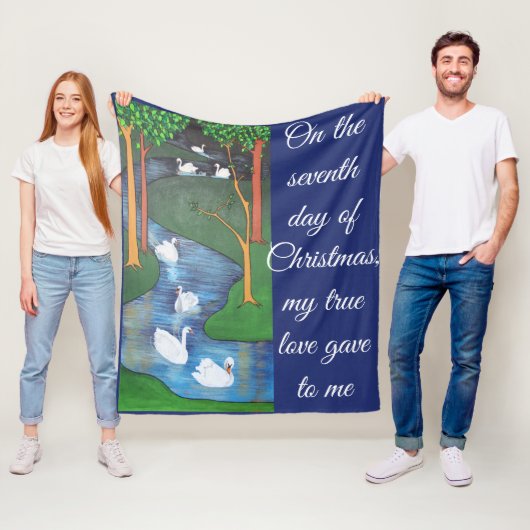 A Flock of Seven Swans-A-Swimming  フリースブランケット (インサイチュ)