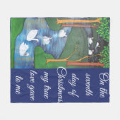 A Flock of Seven Swans-A-Swimming  フリースブランケット (正面(横))