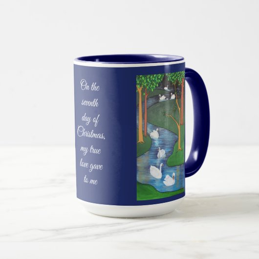 A Flock of Seven Swans-A-Swimming  マグカップ (正面右)