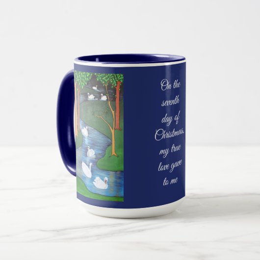 A Flock of Seven Swans-A-Swimming  マグカップ (正面左)