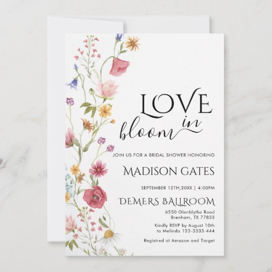  A floral bachelorette party invitation 招待状 (正面)