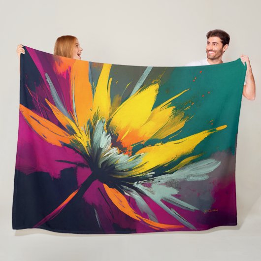 A Floral Odyssey – Expressive Bloom In Motion フリースブランケット (インサイチュ)