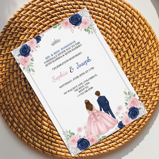 A floral themed Quinceanera Invitation 招待状