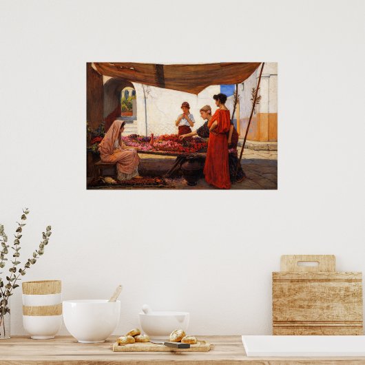 A Flower Stall by John William Waterhouse ポスター (キッチン)