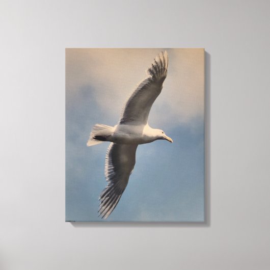 A flying seagull on Stretched Canvas Print キャンバスプリント (正面)