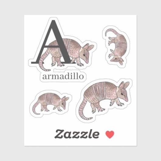 A for Armadillo Stickers シール (シート)