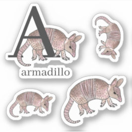 A for Armadillo Stickers シール