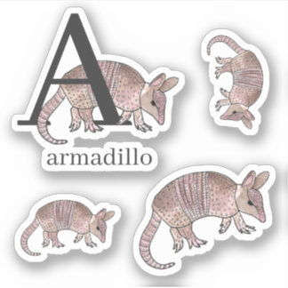 A for Armadillo Stickers シール