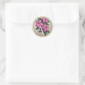 A for Azalea Flower Monogram Round Stickers ラウンドシール (バッグ)