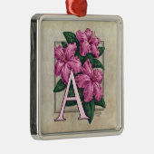 A for Azalea Flower Monogram Square Premオーナメント メタルオーナメント (右)