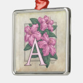 A for Azalea Flower Monogram Square Premオーナメント メタルオーナメント (左)