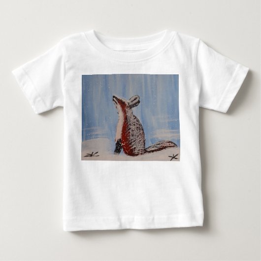 A fox in the snowy forest ベビーTシャツ (正面)