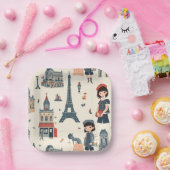 A French Girl's Day Out ペーパープレート (パーティー)