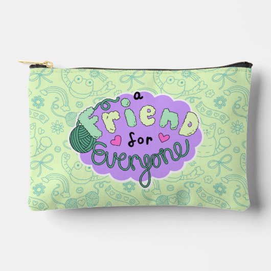 "A Friend for Everyone" Green Pouch アクセサリーポーチ (正面)