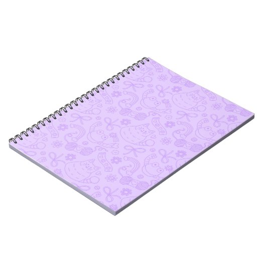 "A Friend for Everyone" Pattern Notebook Lavender ノートブック (左側)