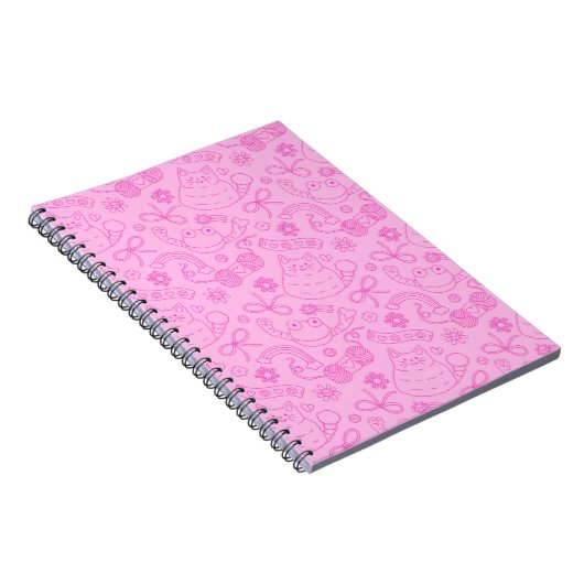 "A Friend for Everyone" Pattern Notebook Pink ノートブック (右側)