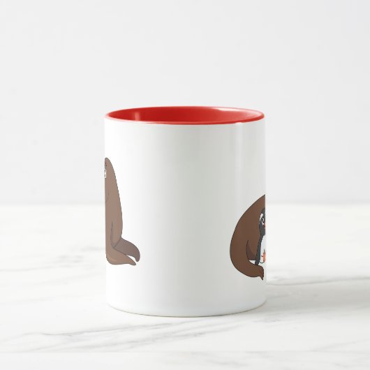 A friendly seal and a penguin cartoon マグカップ (中央)