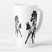 A Frisky Jumping Horse in the Wild カフェラテマグ (右アングル)