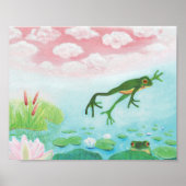 A Frog Jumps Into The Pond Illustration  ポスター (正面)