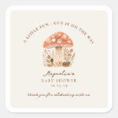 A Fun Little Guy is on the Way Baby Shower  スクエアシール (正面)