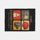 A Fun Puzzle, Same...different Hat,funny Protest T フリースブランケット (正面(横))