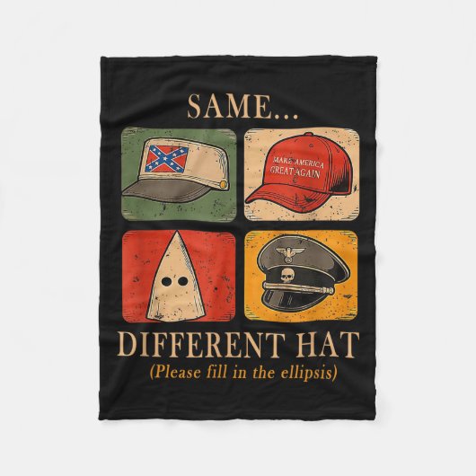 A Fun Puzzle, Same...different Hat,funny Protest T フリースブランケット (正面)