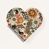 A fun retro 90s pattern featuring cheerful happy f ノートブック (正面)