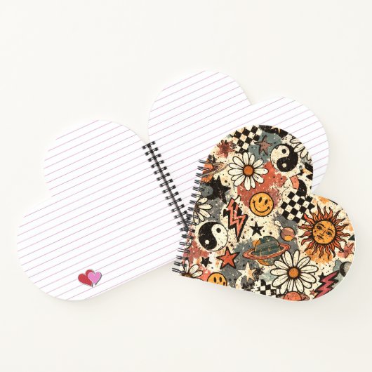 A fun retro 90s pattern featuring cheerful happy f ノートブック (内部)