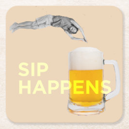 A fun “Sip Happens” coaster スクエアペーパーコースター