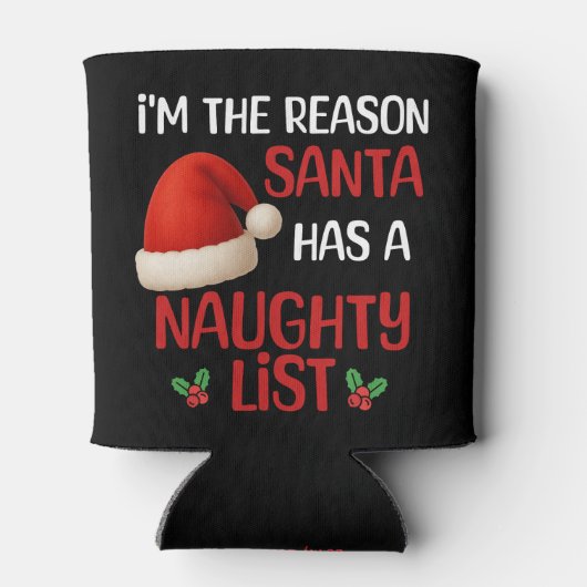 A funny Christmas naughty list design 缶クーラー (裏面)