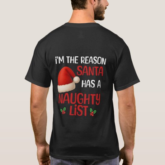 A funny Christmas naughty list design Tシャツ (裏面)