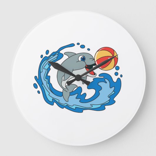 A funny dolphin wall clock as a gift ラージ壁時計 (正面)