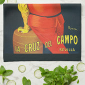 A Funny Fat Lady Drinking Beer キッチンタオル (折り畳み)