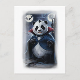 A Funny Panda Dracula on a White シーズンポストカード