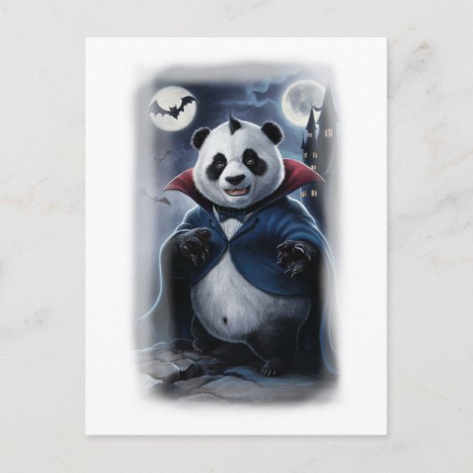 A Funny Panda Dracula on a White シーズンポストカード (正面)