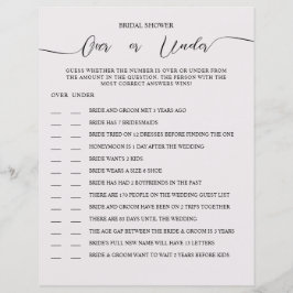 A GAME sheet of paper for a bridal shower.