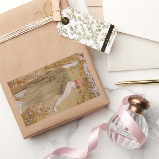 A Garden by Albert Joseph Mooreヴィンテージポートレート 長方形シール (ギフト)