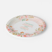 A Garden Romance：ピンクと緑の水の色結婚の ペーパープレート (アングル)