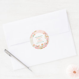 A Garden Romance：ピンクと緑の水の色結婚の ラウンドシール