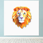 A GEOMETRIC LION Faux Canvas Print キャンバスプリント (インサイチュ (ウッドフロア))