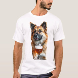 a German Shepherd drinking a beer Tシャツ