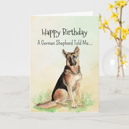 A German Shepherd Personality Birthday Fun Animal カード (黄色い花)
