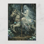 A Ghost Woman on Abandoned Carousel Horse ポストカード (正面)