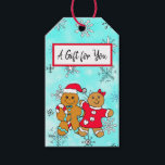 A Gift for You Gingerbread Men Christmas ギフトタグ<br><div class="desc">あなたのためのギフトジンジャーブレッドマンと女性カップルと雪の結晶クリスマスギフトタグ。</div>
