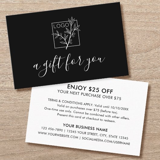 A Gift For You Shopping Custom Logo Black Business 名刺